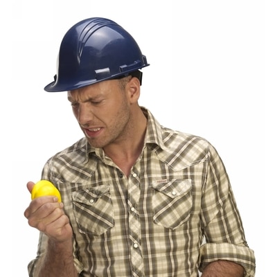 Stressbolde arbejdshjelm gul med logo