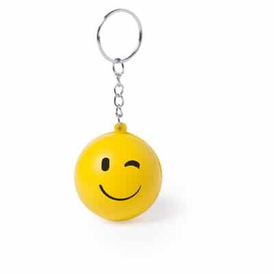 Stressbold smiley nøglering