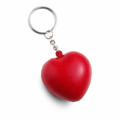 Stressbold hjerte rød nøgleringe